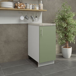 Jd Greta Adjustable Legs Kitchen Base Unit 400mm Storage Cabinet With Door Shelf 40Cm - Sage Green Matt With Worktop - thumbnail 2