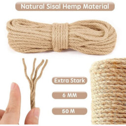 50M Natural Sisal Rope Cat Cats Scratching Post - thumbnail 2