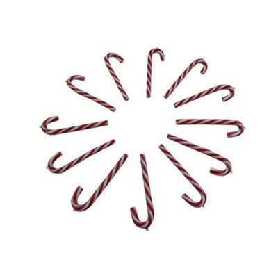 Gisela Graham Christmas Boxed Set Of 12 Red And White Candy Cane Tree Decorations, 10Cm Each