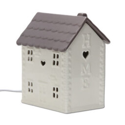 Brown Ceramic House Table Lamp Warm Ambient Lighting For Bedroom, Living Room & Hallway Décor