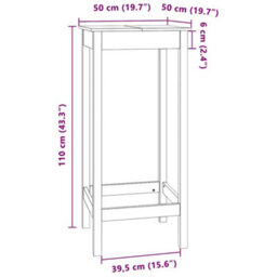 Walplus Bar Table White 50X50X110 Cm Solid Wood Pine - thumbnail 8