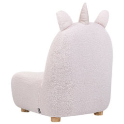 Wyld And Coco Pink Unicorn Kids Armchair - Armless Boucle Upholstery, Rubberwood Legs, Compact Nursery Seat - thumbnail 7