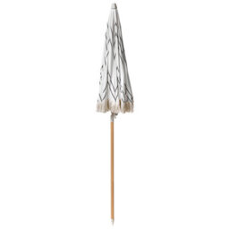 Wyld And Coco Garden Parasol 150Cm Round White Black Stripe Tilting Beech Wood Pole Uv-Resistant - thumbnail 6