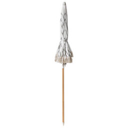 Wyld And Coco Garden Parasol 150Cm Round White Black Stripe Tilting Beech Wood Pole Uv-Resistant - thumbnail 7