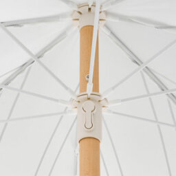 Wyld And Coco Garden Parasol 150Cm Round White Black Stripe Tilting Beech Wood Pole Uv-Resistant - thumbnail 9
