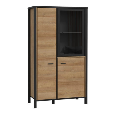 Furniture To Go High Rock Small Display Cabinet In Matt Black/riviera Oak - image 1