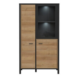 Furniture To Go High Rock Small Display Cabinet In Matt Black/riviera Oak - thumbnail 7