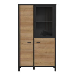 Furniture To Go High Rock Small Display Cabinet In Matt Black/riviera Oak - thumbnail 3