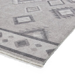 Grey Silver Geometric 5mm Thick Rug, Stain-Resistant Modern Rug For Bedroom, Living Room, & Dining Room-60Cm X 170Cm (Runner) - thumbnail 6