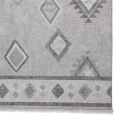 Grey Silver Geometric 5mm Thick Rug, Stain-Resistant Modern Rug For Bedroom, Living Room, & Dining Room-60Cm X 170Cm (Runner) - thumbnail 4