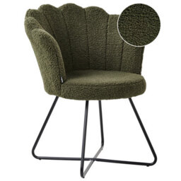 Beliani Armchair Lovelock Boucle Dark Green - thumbnail 1