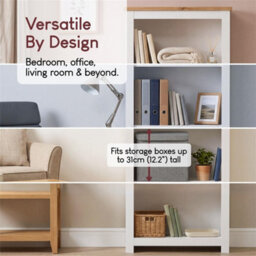 4Tier  White   Grey Wooden Bookcase Shelf Shelving Tall Display Storage Wood Unit Stand - thumbnail 4