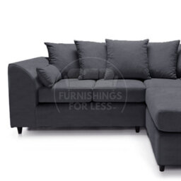 Furnishings For Less UK Casper Soft Chenille Fabric 3 To 4 Seater L Shaped Corner Sofa Black Right Hand Facing - Scatter Back - thumbnail 2