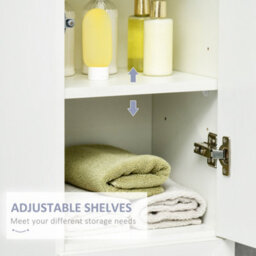 Kleankin High Gloss Tall Bathroom Cabinet With Adjustable Shelves White - thumbnail 6