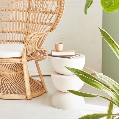 Sweeek - Side Table End Table Bedside Table Metal Diam.32 X H46.5Cm Cream 32X32X46.5 Cm - Coumba - image 1
