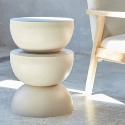 Sweeek - Side Table End Table Bedside Table Metal Diam.32 X H46.5Cm Cream 32X32X46.5 Cm - Coumba - thumbnail 4