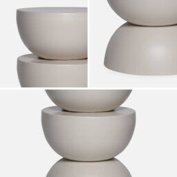 Sweeek - Side Table End Table Bedside Table Metal Diam.32 X H46.5Cm Cream 32X32X46.5 Cm - Coumba - thumbnail 2