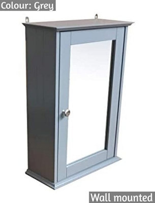 Grey Bathroom Single Door Mirror Cabinet Bathroom Wall Unit With Internal Shelf - image 1