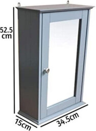 Grey Bathroom Single Door Mirror Cabinet Bathroom Wall Unit With Internal Shelf - thumbnail 3
