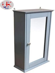 Grey Bathroom Single Door Mirror Cabinet Bathroom Wall Unit With Internal Shelf - thumbnail 4