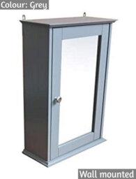 Grey Bathroom Single Door Mirror Cabinet Bathroom Wall Unit With Internal Shelf - thumbnail 6