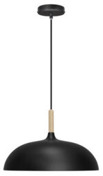 Long Life Lamps Company Modern Black Ceiling Pendant Light Metal Dome Shade Wooden Fitting M0107 - thumbnail 3