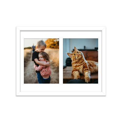 16X12 Inch 2 Opening Photo Collage Frame, Display Two 9X7 Inch Photos, Multi Aperture Family Picture Frame, White - image 1