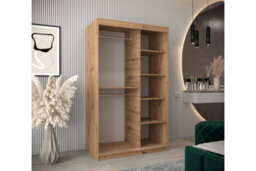 Arte 2 Door Manufactured Wood Wardrobe - 120Cm Mirrored Sliding Wardrobe In Sonoma Oak - thumbnail 2
