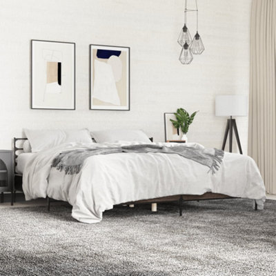 Berkfield Bed Frame Without Mattress Brown Oak 180X200 Cm Super King - image 1