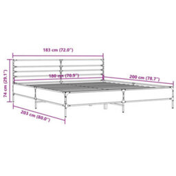 Berkfield Bed Frame Without Mattress Brown Oak 180X200 Cm Super King - thumbnail 9