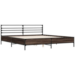 Berkfield Bed Frame Without Mattress Brown Oak 180X200 Cm Super King - thumbnail 3