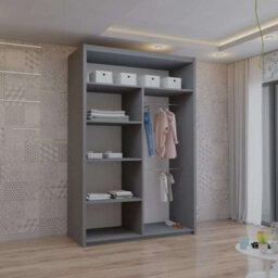 Sliding Wardrobes 4 u LTD Modern Sliding Mirror Wardrobe With Led Light & Sleek Minimalist Design Grey 120Cm - thumbnail 3