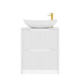 Royal Bathrooms Avenza 700mm Matt White Floor Standing Countertop Bathroom Vanity Unit 2 Drawer With Cesar Basin - thumbnail 6