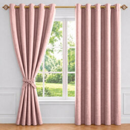 Aspire Homeware Blush Pink Linen 100% Blackout Curtain-Thermal Insulated Eyelet Room Darkening Curtain Pair (W)168Cm X (D)228Cm - thumbnail 9
