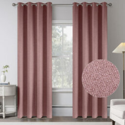 Aspire Homeware Blush Pink Linen 100% Blackout Curtain-Thermal Insulated Eyelet Room Darkening Curtain Pair (W)168Cm X (D)228Cm