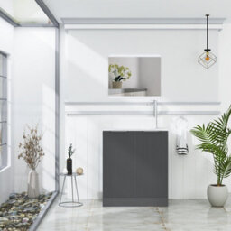 Royal Bathrooms Evora 700mm Graphite Grey Fluted Floor Standing Countertop Vanity Unit 2 Door With Lyon Basin - thumbnail 2