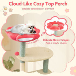 Costway 155Cm Tall Cat Tree Multi-Level Aesthetic Floral Kitten Tower-Red - thumbnail 6