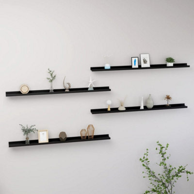 Berkfield Wall Shelves 4 Pcs Black 115X9X3 Cm - image 1