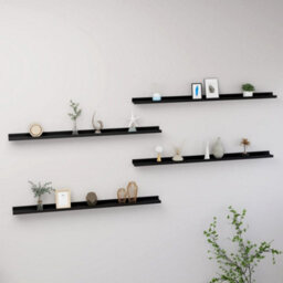 Berkfield Wall Shelves 4 Pcs Black 115X9X3 Cm - thumbnail 1