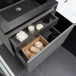 Plum&clay Rigel Concrete Wall Hung Bathroom Vanity Unit With Black Basin (W)600mm (H)450mm - thumbnail 6
