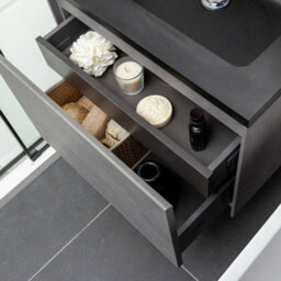 Plum&clay Rigel Concrete Wall Hung Bathroom Vanity Unit With Black Basin (W)600mm (H)450mm - thumbnail 5