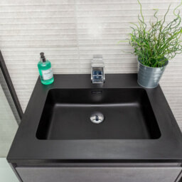Plum&clay Rigel Concrete Wall Hung Bathroom Vanity Unit With Black Basin (W)600mm (H)450mm - thumbnail 8