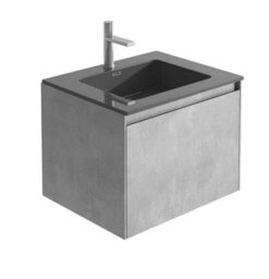 Plum&clay Rigel Concrete Wall Hung Bathroom Vanity Unit With Black Basin (W)600mm (H)450mm