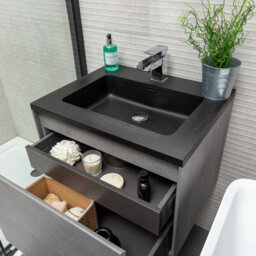 Plum&clay Rigel Concrete Wall Hung Bathroom Vanity Unit With Black Basin (W)600mm (H)450mm - thumbnail 4