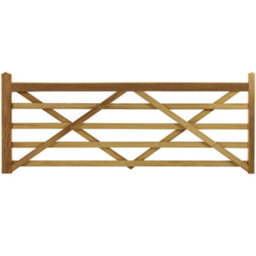 Ruby UK Ruby Iroko 5 Bar Entrance Gate Durable Wooden Gate For Driveways & Gardens 3.0M Wide X 1.5M High (7 Rails) - thumbnail 1