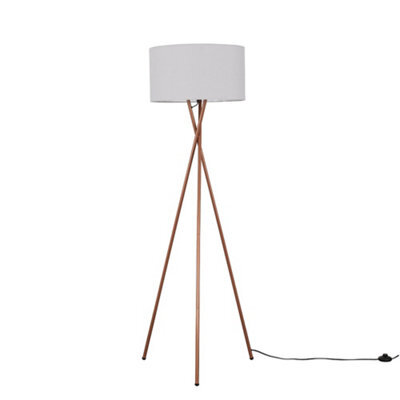 Valuelights Camden Copper Tripod Floor Lamp With Grey Drum Shade - image 1
