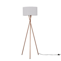 Valuelights Camden Copper Tripod Floor Lamp With Grey Drum Shade