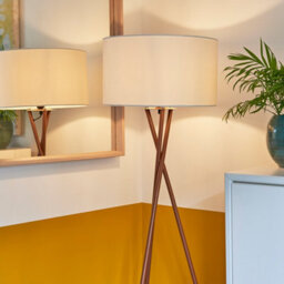Valuelights Camden Copper Tripod Floor Lamp With Grey Drum Shade - thumbnail 5