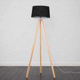 Valuelights Barbro Natural Tripod Floor Lamp With Black Linen Tapered Shade - thumbnail 4