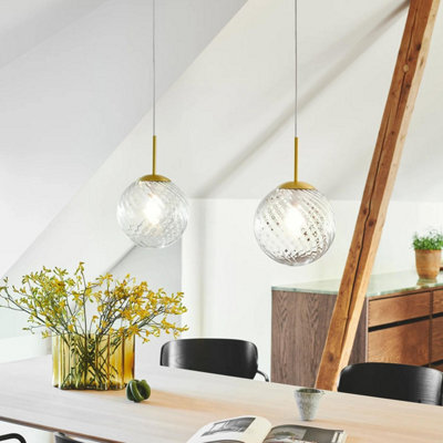 Nordlux Chisell Metal Pendant Light Swirl Glass Brass,mains - image 1